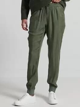 Superdry Studios Cupro Woven Trouser - Green, Size 10, Women