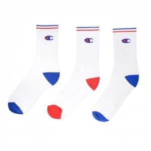 Champion 3 Pack Logo Crew Socks - Blue/Red 8LX