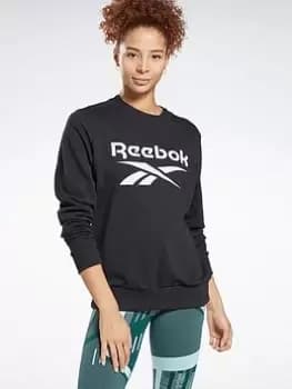 Reebok Identity Logo French Terry Crew Sweatshirt, Red Size M Women