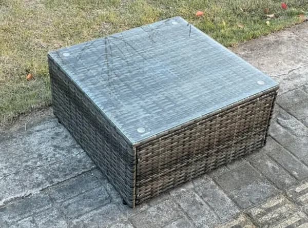 Fimous Outdoor Dark Grey Mixed Rattan Square Coffee Table