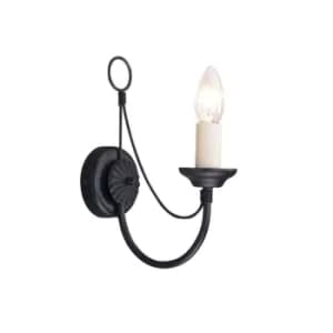 Carisbrooke 1 Light Indoor Candle Wall Light Black, E14