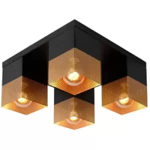 Lucide RENATE - Flush Ceiling Light - 4xE27 - Matt Gold, Brass