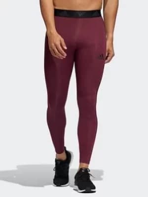 adidas Techfit 3-Stripes Long Tights, Red Size XS Men