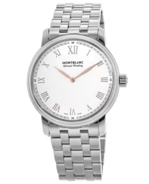 Mont Blanc Tradition Manual Winding White Dial Steel Mens Watch 119963 119963