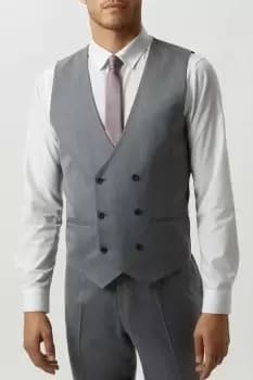 Mens Tailored Fit Grey Mini Herringbone Waistcoat