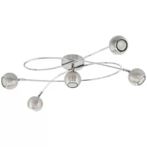 Locanda - 5 Light Flush Spot Multi Arm Ceiling Light Chrome, Satin Nickel, GU10 - Eglo