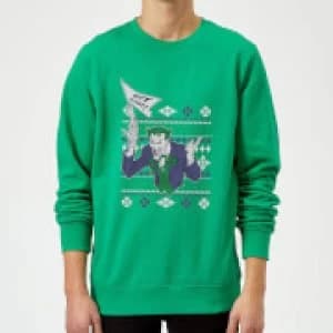 DC Batman Happy Holiday The Joker Green Christmas Sweatshirt - L - Green