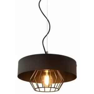 Helam Babilon Cylindrical Pendant Ceiling Light Black 29cm