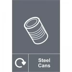 Steel Cans Recycling’ Sign; Rigid 1mm PVC Board 200mm x