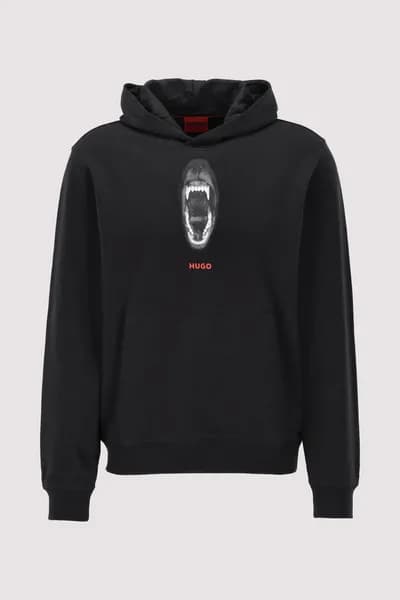 HUGO Dartchon Graphic Pullover Hoodie Black L