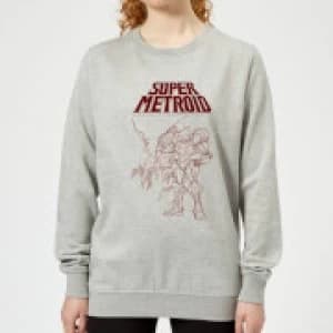 Nintendo Super Metroid Ridley And Samus Womens Sweatshirt - Grey - L