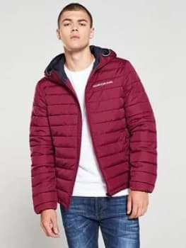 Calvin Klein Jeans Padded Hooded Jacket - Burgundy