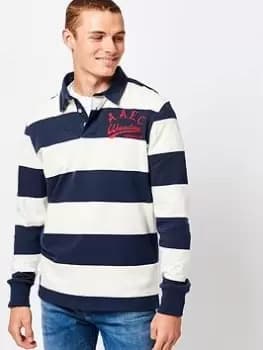 Superdry Rugby Shirt, Navy Stripe Size M Men