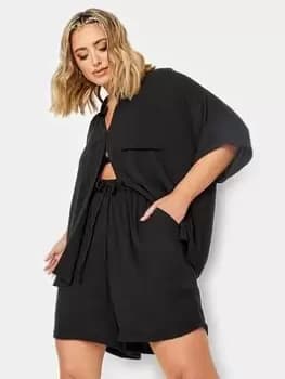 Yours Crinkle Shorts Co-ord Black, Size 26-28, Women