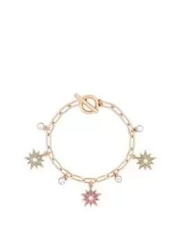 Mood Rose Gold Crystal And Pearl Pastel Celestial Charm Bracelet