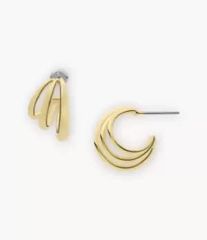 Fossil Women Sadie All Stacked Up 14K Gold Plated Brass Hoop Earrings