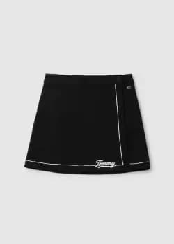 Tommy Hilfiger Womens Baseball Wrap Mini Skirt In Black