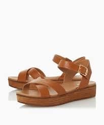 Dune Tan Leather Koby' High Ankle Strap Sandals - 3