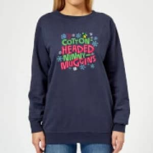 Elf Cotton-Headed Ninny-Muggins Womens Christmas Sweatshirt - Navy - L