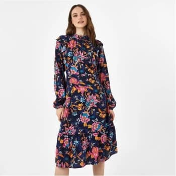 Biba BIBA Floral Frill Shoulder Panel Maxi Dress - Fantasy Floral