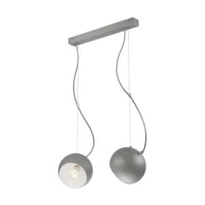 Inez Bar Pendant Ceiling Light Silver, 2x E27