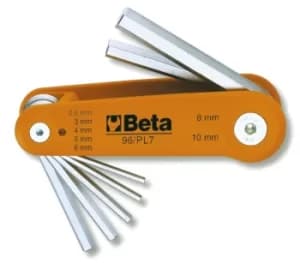 Beta Tools 96 /BG7 7pc Offset Hexagon Key Set in Holder Chrome-plated |000960368