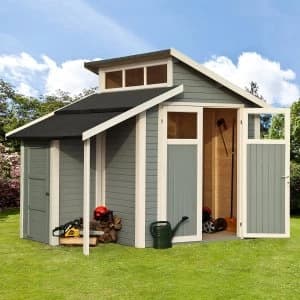 Rowlinson 7 x 10 Skylight Shed with Store - Painted Light Grey