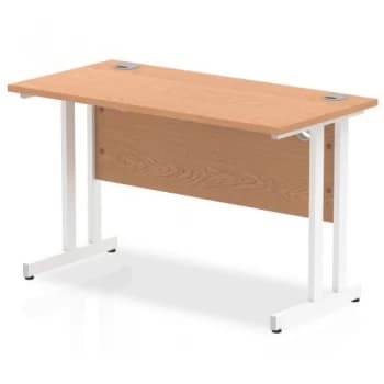 Impulse 1200mm x 600mm Rectangular White Cantilever Leg Desk - Oak