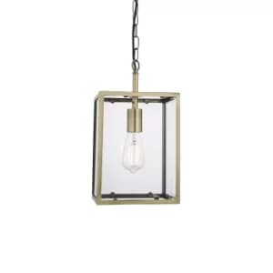 Hadden Single Pendant Light Matt Antique Brass Plate, Clear Glass