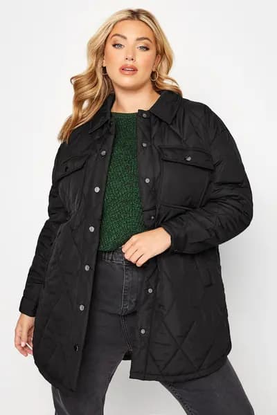 Yours Quilted Jacket Black