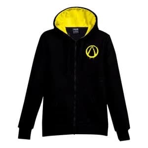 Borderlands - Vault Hunter Destroyed Mens Large Custom Full Length Hoodie - Black/Yellow