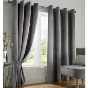 Blackout Curtains Eyelet Ring Top, Polyester Velvet, Silver 46 x 54 - Silver - Alan Symonds