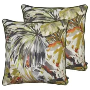 Prestigious Textiles Palmyra Polyester Filled Cushions Twin Pack Cotton Papaya