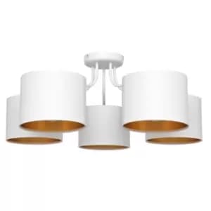 Alba Multi Arm Semi Flush Ceiling Light White, Gold 70cm