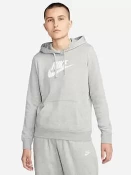 Nike NSW Club Fleece GX Overhead Hoodie - Dark Grey Heather, Size L, Women