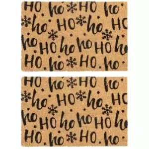 Nicola Spring - Christmas Coir Door Mats - 60 x 40cm - Ho Ho Ho - Pack of 2