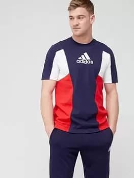 adidas Sportswear Essentials Colourblock T-Shirt - Navy, Size XS, Men