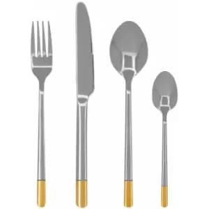 Avie 16pc Gold and Silver Finish Cutlery Set - Premier Housewares