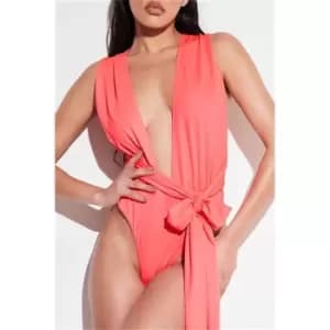 I Saw It First Neon Pink Plunge Wear Me Any Way Swimsuit - Pink