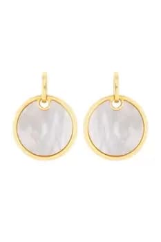Gold Plated Mother of Pearl Disk Drop Earrings
