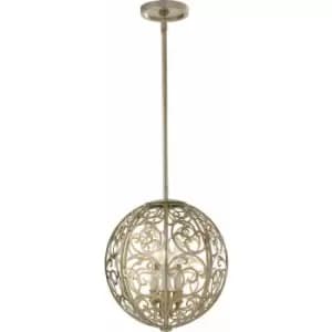 3 Bulb Chandelier Hanging Pendant LIght Silver Leaf Patina LED E14 60W Bulb