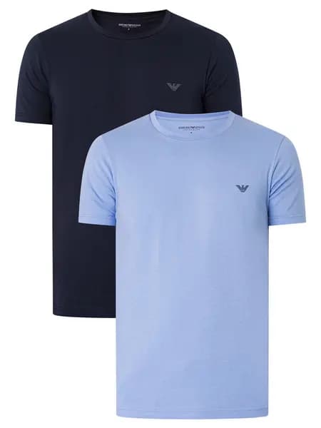 Emporio Armani 2 Pack Lounge Crew T-Shirts Hortense/Marine M