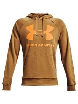 Under Armour Training Rival Fleece Big Logo Hoodie - Brown, Size 2XL, Men