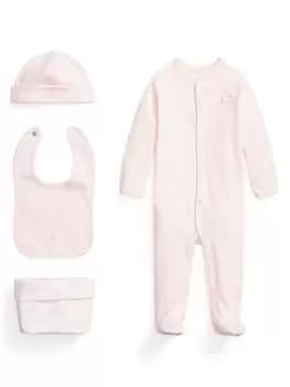 Ralph Lauren Baby Girls All In One Bib Hat And Bag Set - Delicate Pink, Delicate Pink, Size 0-3 Months