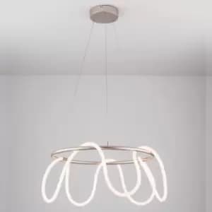 LED Large Halo Pendant Light Flexible Polycarbonate Light Matt Nickel