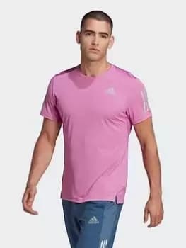 adidas Run Own The Run 3 Stripe T-Shirt - Lilac Size XL, Men