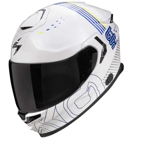 Scorpion EXO-GT SP AIR Techlane White Blue Neon Yellow Full Face Helmet Size L