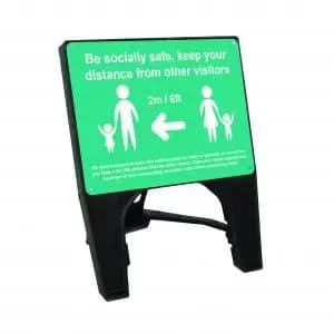 Turquoise Social Distancing Q Sign - Be Socially Safe 600 x 450mm