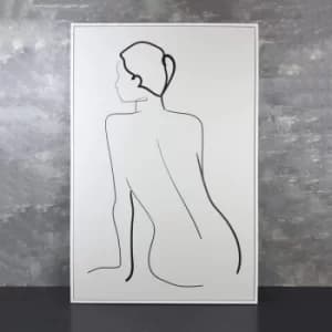 Framed Lady Line Canvas Black and White 90cm