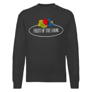 Fruit of the Loom Mens Vintage Big Logo Set-in Sweatshirt (S) (Black)